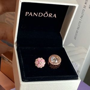 Authentic pandora two charm rose gold new never 🚨